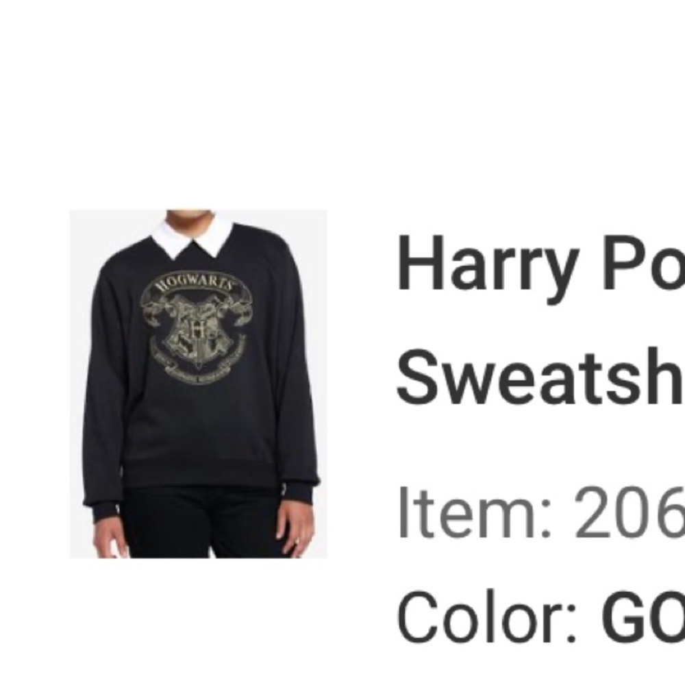 Warner Bros. Black Crewneck Sweater with Gold Hogwarts Crest